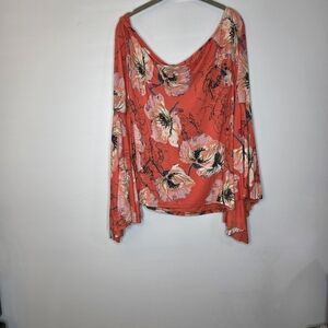 We The Free Orange and Pink Floral, Butterfly Sleeves, L